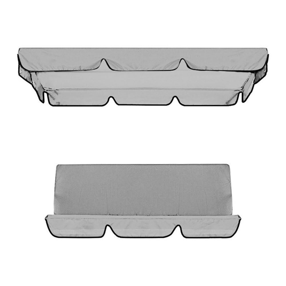 WJJKJH Swing Canopy Cover Set, 210D Oxford Waterproof Patio Swing Top and Bottom Cover, UV Sun Shade Replacement for 2-3 Seat Garden Swing(Grey,420D：195 * 125 * 15cm)