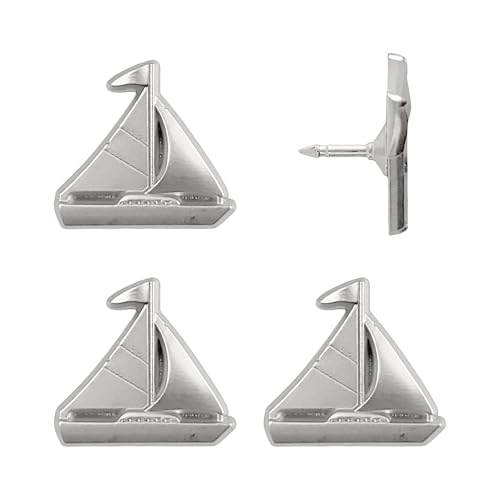 Image of Sailboat Push Pins - Silver Sailing Pins - for Cork Board, Maps, or Lapel Pin Use - Designed in USA - Set of 4