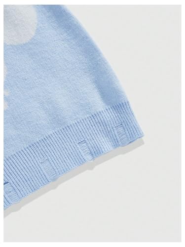 Men's Letter Graphic Ripped Sweater Long Sleeve Crew Neck Knit Pullovers Drop Shoulder Streetwear3