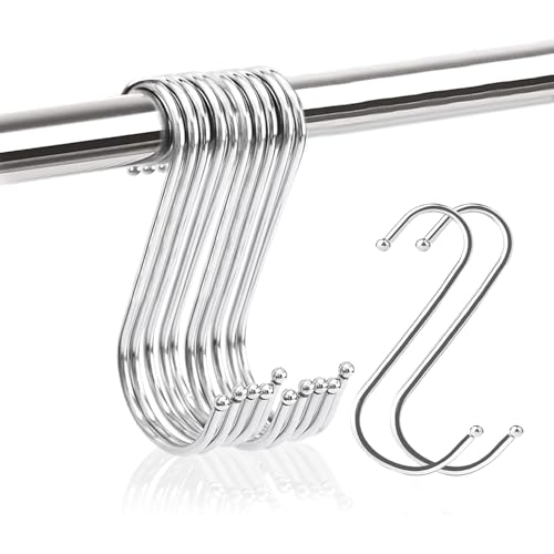 Hsyadazi - 12 Ganchos en S de Acero Inoxidable (11,5 cm) - Ganchos Multifunción para Cocina, Baño y Armario