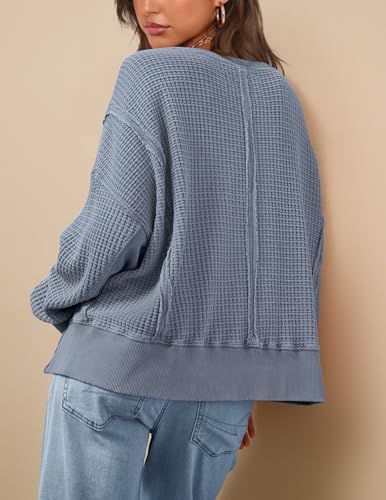 PRETTYGARDEN Oversized Sweatshirt for Women 2025 Fashion Crewneck Long Sleeve Pullover Waffle Knit Tops Fall Trendy Clothes