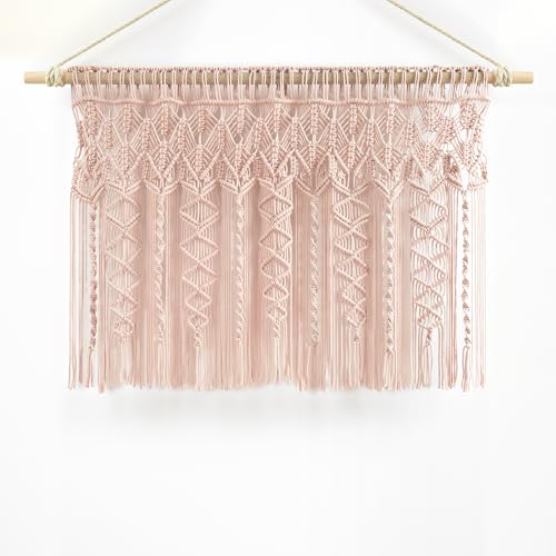Lush Decor Boho Macrame Textured Cotton Valance, 40" W x 30" L, Blush - Boho Kitchen Curtains & Wall Decor - Macrame Valance - Bathroom Window Curtains by Lush Decor - Image 7