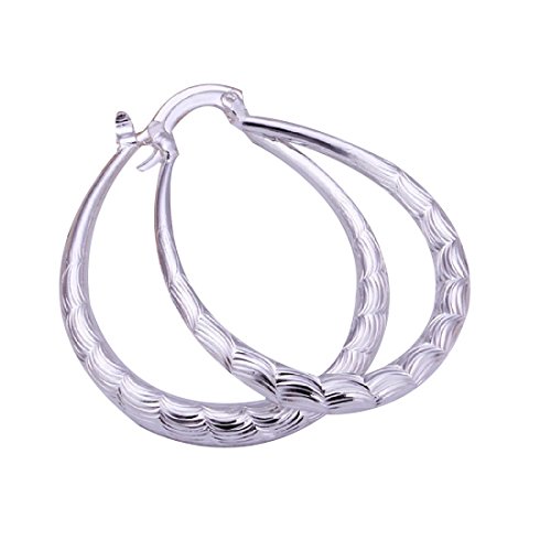 Pendientes elegantes chapados en plata de ley 925 con cierre de gancho y diseño ovalado