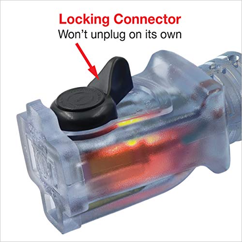 image for Clear Power 25 ft 14/3 SJTW Heavy Duty Outdoor Extension Cord with Lig