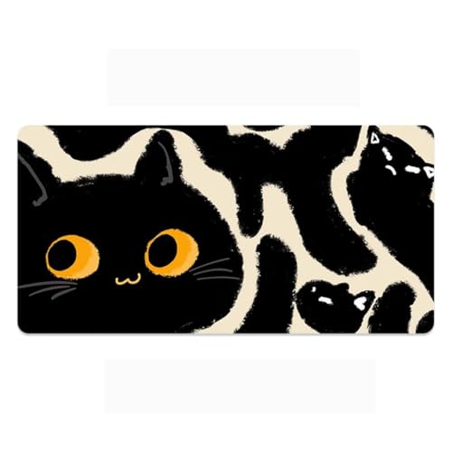 マウスパッド 大型 PUレザー 猫柄 デスクマット マウス対応 滑り止め 耐久性 おしゃれ 1300x700mm 防水 サイバーカフェ オフィス最適 ゲーム 仕事用 スタイル09 パソコンデスクマット（Amazon）