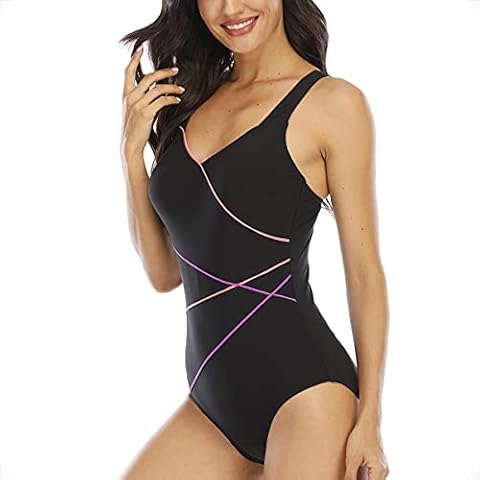 WIN.MAX Women's Sporty one-Piece Swimsuit Swimsuit Swimwear with Padding(LRP,UK10) Cover