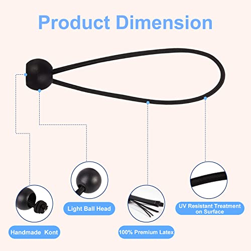 30PCS Bungee Cords with Balls, Tarp Bungee Balls, 3 Sizes 6, 9, 11 Inch Heavy Duty Tie Down Cord for Gazebo, Canopy Shelter, Camping, Tents, Cargo, Holding Wire and Hoses, Patio Umbrellas, Awning