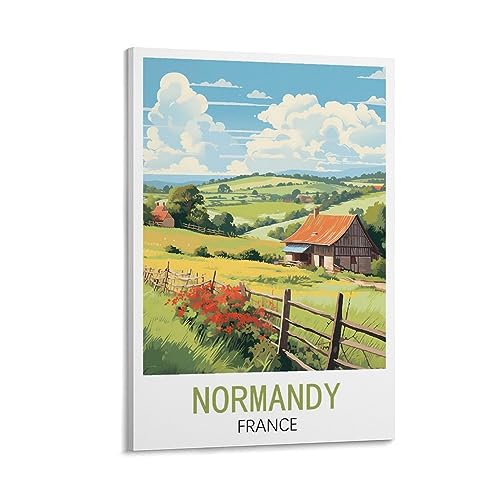 Poster vintage de voyage Normandie grand format en impression sur toile