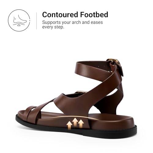 DREAM PAIRS DREAM PAIRS Womens Strappy Sandals Flat Thong Comfortable Footbed Platform Summer Fashion Vocation Shoes,Size 11,Brown,SDFS26015W