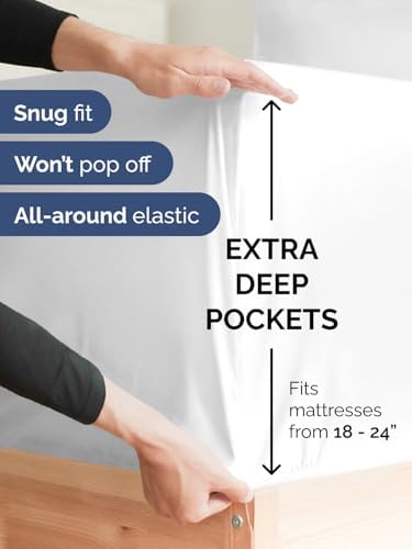 Extra Deep Queen Fitted Sheet - Single Fitted Sheet Only - White - 1