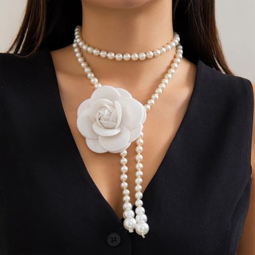 White Large Flowers Pearl Bead Waist Belts for Women Fashion Floral Costume Dress Wedding Belt Bridal Formal Jewelry4