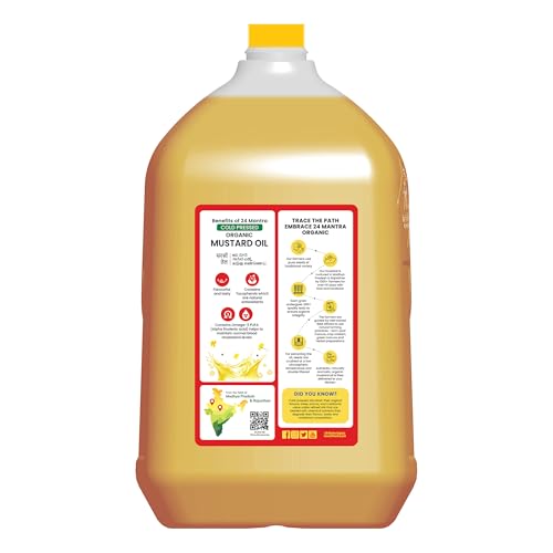 Image of 24 Mantra Organic Cold Pressed Mustard Oil, 5 Litres - 100% Organic, Pure & Chemical-Free