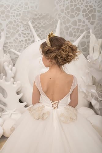 Girls Flower Girl Dress for Wedding Tulle Formal Pageant Dress Kids Lace Appliques Party Ball Gowns Communion Dress4