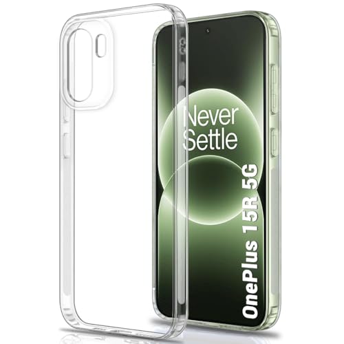 Image of TheGiftKart Best Camera Protection Back Cover Case for OnePlus 15R 5G | Ultra Clear Soft Case | Inbuilt Dust Plugs & Anti-Slip Grip | Slim & Protective Cover for OnePlus 15R 5G (Silicone, Transparent)