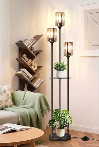 VOUTOORO Crystal Floor Lamps for Living Room, Glass Modern Floor