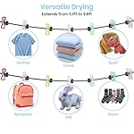 Retractable Portable Travel Clothesline, Clothing Line with 12 Clothes Clips for Indoor Laundry Drying Line with Clothesline Stops, Outdoor Camping Accessories - Image 5