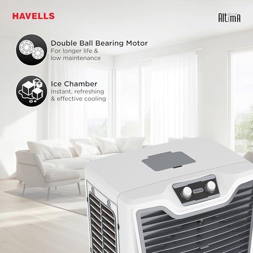Image of Havells Altima 70 L Desert Air Cooler for Home /Office|Powerful Air-Delivery|Bacteria Shield Honeycomb Pads|Ice Chamber|Front Wheels with brakes|Double Ball Bearing Motor|Inverter Compatible