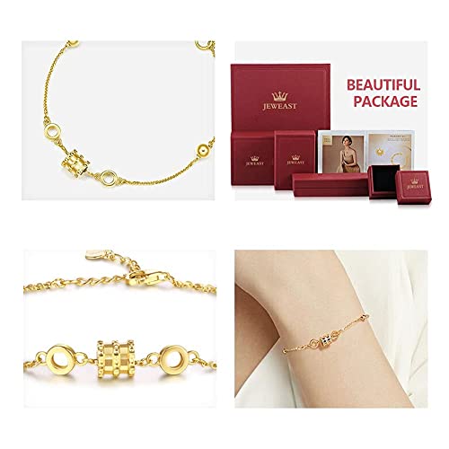 Solid 18K Yellow Gold Link Bracelet For Women Real Gold, Dainty Charm Gold Bangle With Certificate Fine Jewelry For Wedding Birthday Anniversary Party Prom, Cute Waist Thin Adjustable Chain Gift For Her, 6-7.5 Inches ,Rope Bracelet For Girl #TOP5