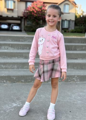 Image of Disney Girl 2 Piece Birthday Party Outfit Knit Top & Tweed Skirt Set 2-13Y