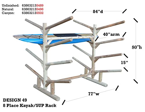 8 Place Kayak or SUP Log Rack Unfinished