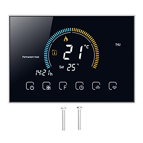 Cronotermostato Inteligente con Pantalla Táctil LCD de 4,8 Pulgadas, Controlador de Temperatura para Calefacción de Agua, Color Negro, AC 95-240V - Programable con Alta Precisi (Tipo 1)