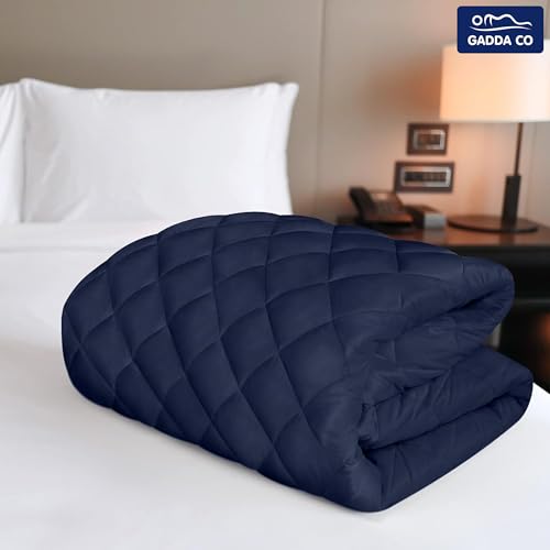 Image of GADDA CO Waterproof Cotton Quilted Mattress Protector King Size (84x72 Inch | 7x6 Ft) | Breathable Hypoallergenic Noiseless Ultra Soft Elastic Fitted Bed Protector | Washable Bed Cover - Dark Blue
