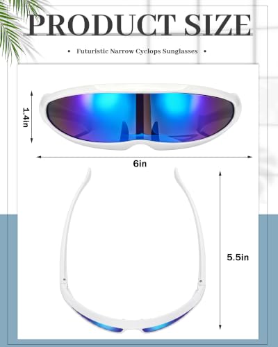 Image of 4 Pairs Futuristic Narrow Cyclops Sunglasses Robot Space Costume Color Mirrored Lens