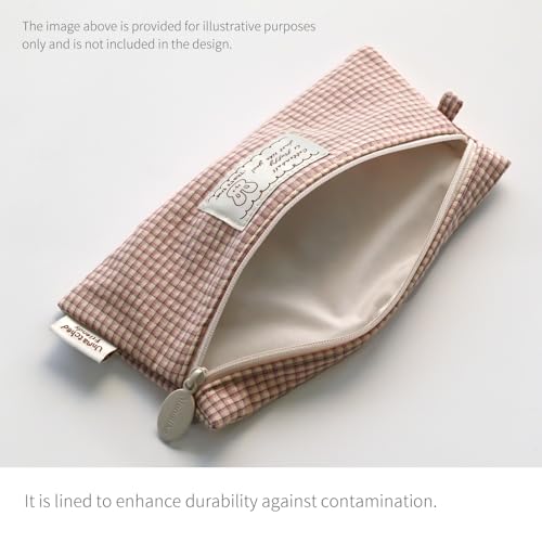 Image of Monolike Unmatched Friends Fabric Check Pencil Case Series. 2, Vintage pink - Pencil Pouch, Portable Pencil Bag, Pencil Case, Office Pouch case, Cushion, Soft, Vintage