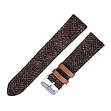 HMFang Genuine Leather 100% Wool Weave Watch Strap 18mm 20mm 22mm Vintage Quick Release Bracelet For Men Women Watchbands(Brown,18mm)