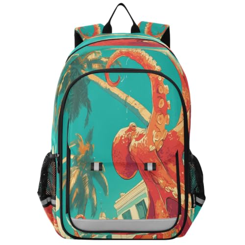 Sac à dos scolaire pieuvre avec bretelles confortables pour voyages