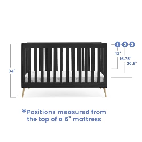 Delta Children Essex 4-in-1 Convertible Baby Crib, Ebony with Natural Legs - image 7