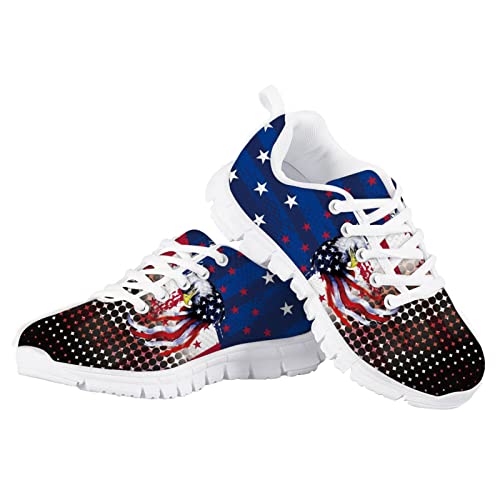 LedBack American Flag Eagle Unisex Kids Sneakers Breathable Knit Running Shoes Lightweight Athletic Walking Tennis Shoes