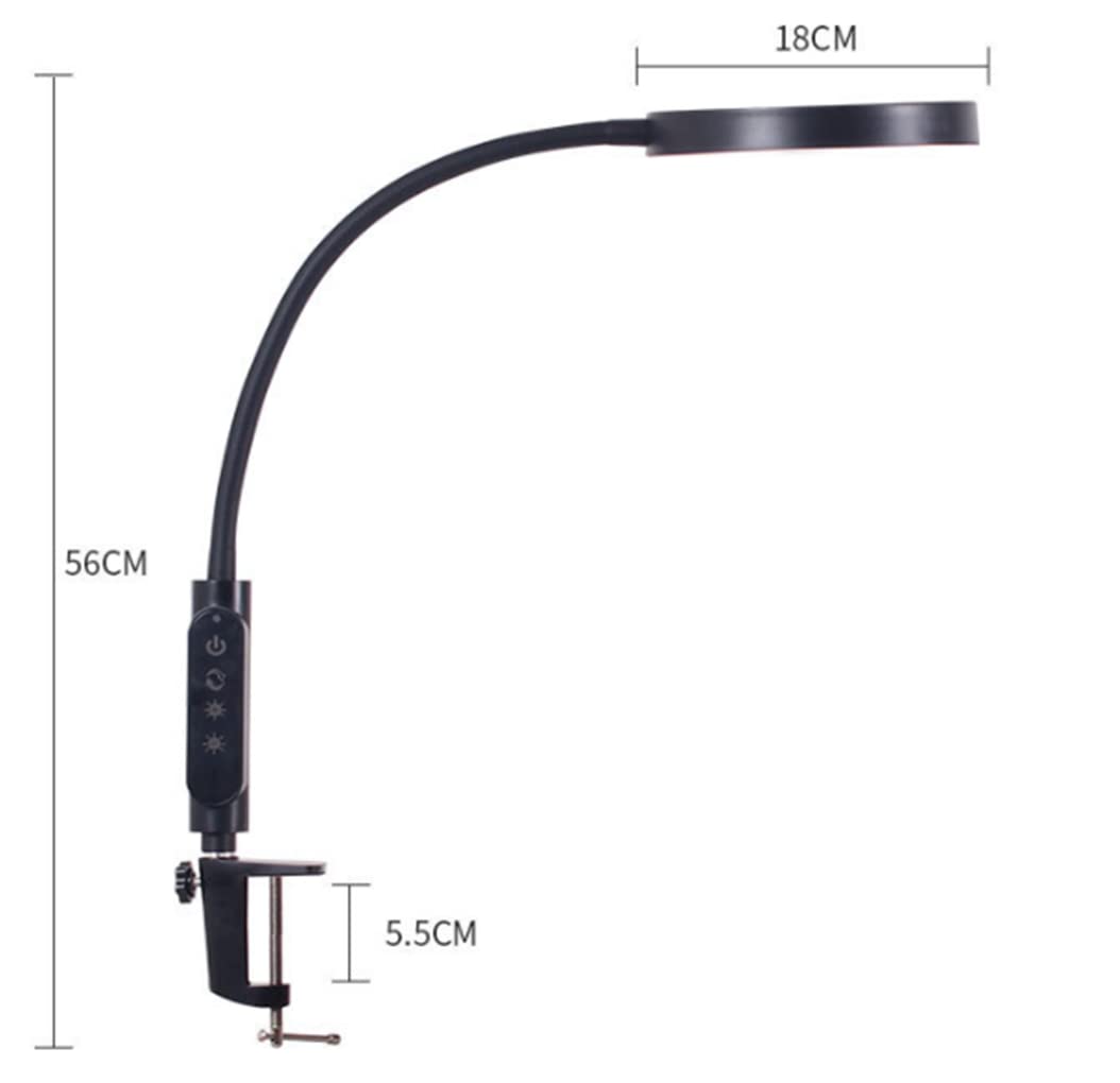 Klemmlampe LED Schreibtischlampe 12W Leselampe Flexibles Klemmlicht 3 Farb & 5 Helligkeitsstufen Schwanenhals Klemmleuchte für Schlafzimmer Augenpflege Büro Tischlampe Schwarz