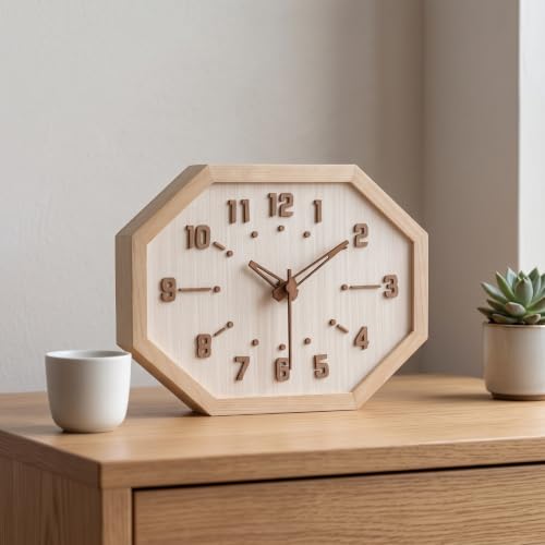 Reloj octogonal sin sonido para pared con estilo retro ideal para recibidor 4
