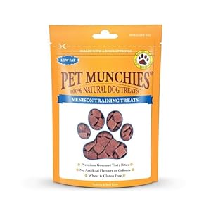 Pet Munchies Venison & Beef Liver Dog Training Treats, Grain Free Tasty Bites with Natural Real Meat, Low in Fat 50g