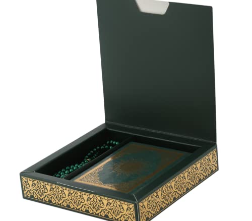 Prien Muslim Gifts for Eid, Gilt Covered Gift Box, Silvered Quran Gifts for Ramadan Mosque, Pearl Prayer Beads, Islamic Presents Women, Portable Boxes, Mawlid Gift Set for Birthday, Wedding, Umrah