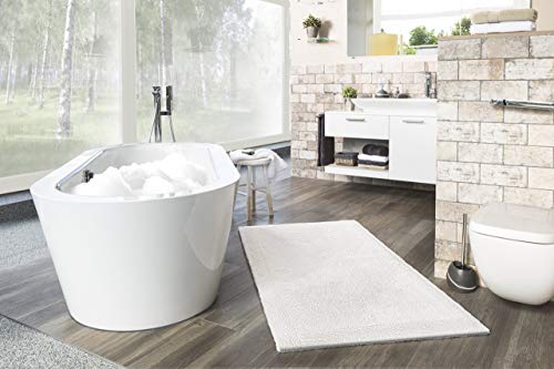 Grund Bath Mat, Ultra Soft, Absorbent and Anti Slip, Organic Cotton, 5 Years Warranty, LUXOR, Bath Mat 60x100 cm, White