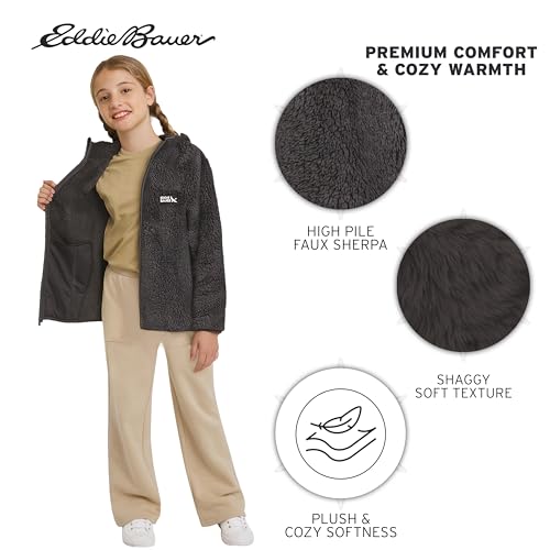 Image of Eddie Bauer Girls' Quest Plush High Pile Faux Sherpa Hooded Jacket