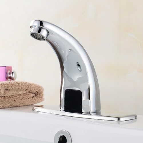 Grifo Automático de Cobre para Lavabo con Sensor Infrarrojo y Control Táctil Plateado 4