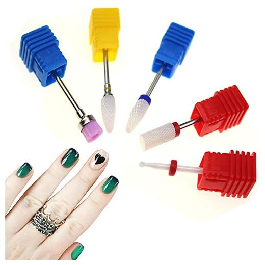 Xmasir 5 Pieces 3/32" Ceramic Nail Drill Bits Set Cuticle Clean Acrylic Gel Remove Polishing Manicure Pedicure Nail Art Tools for Electric Nail File (5 Pcs Set)