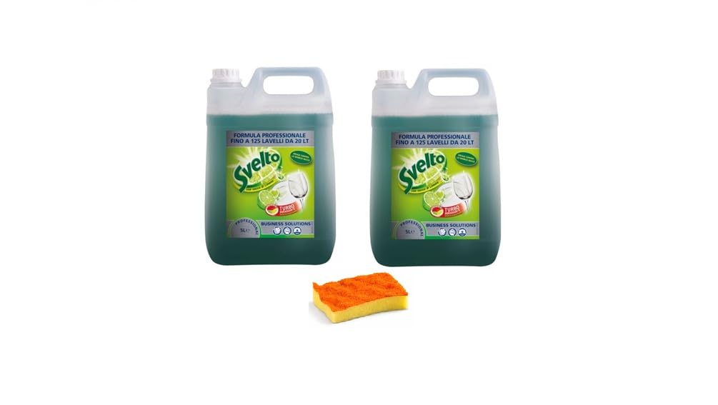 Kit Detersivo Piatti Svelto Professional Limone – 2 Taniche da 5L + Spugna – Creato da Gallik