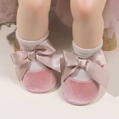 KIDSUN Infant Baby Girls Mary Jane Shoes Non-Slip Rubber Sole Ballet Slippers Princess Dress Wedding Shoes Newborn Crib Shoes First Walkers Shoes by KIDSUN - Used condition - Image 2