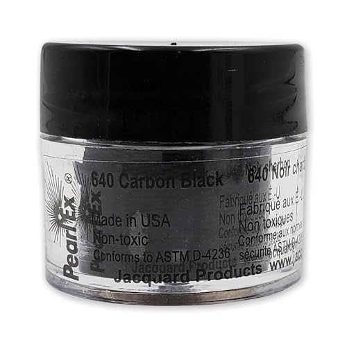 Jacquard Pearl Ex Pigment Powder 3 Grams Carbon Black - Loose Mica Powder for Epoxy Resin, Watercolors, Calligraphy Ink & Clay - Epoxy Pigment Powder - Epoxy Resin Color