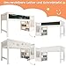 Merax Kinderbett Halbhochbett 90x200 cm, mit Whiteboard&Tafel für Kinder, Hochbett mit Treppe Staufach Stauraum-austauschbar, Lattenrost und Rausfallschutz, Ohne Matratze, Weiß/253x97x112cm