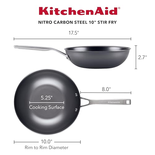 Image of KitchenAid NITRO Carbon Steel Stir Fry Pan, 10-Inch, Carbon Steel Gray