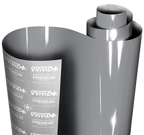 VViViD+ Ultra Gloss Nardo Dark Grey Vinyl Car Wrap Premium Paint Replacement Film Roll with Nano Air Release Technology, Stretchable Protective Cap Liner, Self Adhesive (5ft x 5ft)