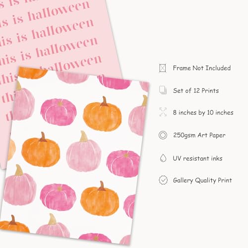 Arte de pared rosa de Halloween JarThenaAMCS de 12 piezas para decorar salas sin oscuridad 2