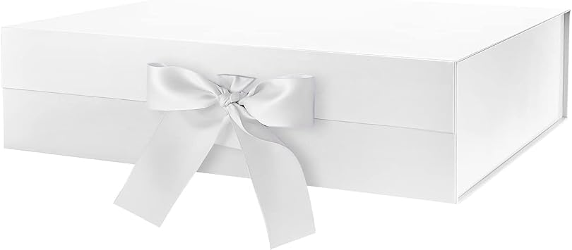 GREEN BEAN Large White Gift Box with Lid for Presents 13x9.7x3.4 Inches