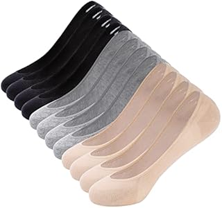 YANGTE 6 Pairs No Show Socks Women Invisible Socks Ultra Low Cut Socks Pop Footsies Socks Womens Black Grey Beige