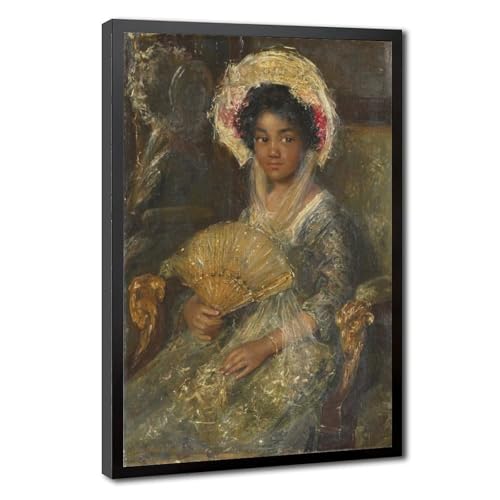 Décoration murale pour bureau avec la toile Jeune femme au ventilateur
